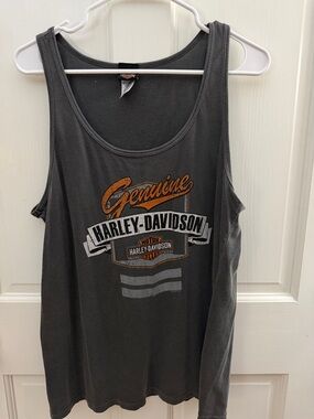 Women's Harley-Davidson Dark Gray Tank Top with Orange and White Logo